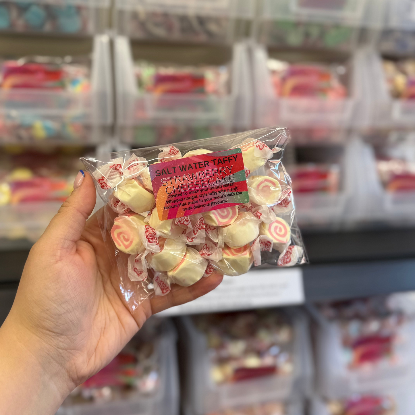 Salt Water Taffy Chews - Strawberry Cheesecake 100g Pouch
